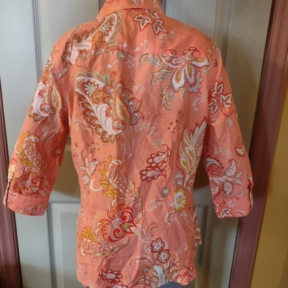 George Designs By Mark Eisen Top Blouse Long Sleeve Paisley Size Medium (8/10) - Picture 2 of 7
